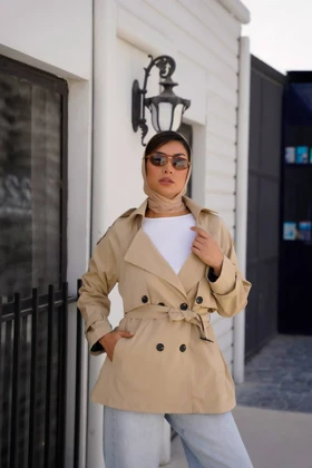 بارانی زنانه مدل 4 دکمه قد 80 آستردار