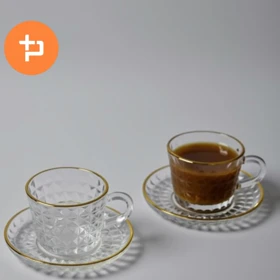 ست فنجان و نعلبکی قهوه خوری لبه طلایی