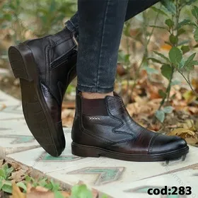 نیم بوت چرم قهوه ای مردانه