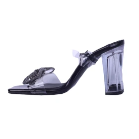 پاشنه‌بلند مدل طلقی پاپیونی مشکی کد 1675