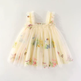 پیراهن گل‌دار دخترانه توردار