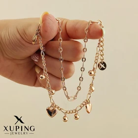 دستبند دولاین طرح قلب و گوی با روکش طلا ژوپینگ