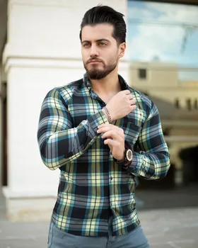 پیراهن مردانه مدل Sakata (مشکی سبز)