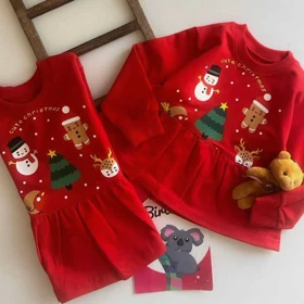 پیراهن دخترانه بچه گانه آستین بلند یلدایی