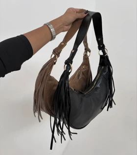 کیف هلالی زنانه ریش ریش (نسکافه ای)