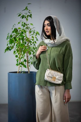 مانتو لینن پنبه پیراهنی