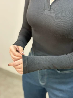 کراپ یقه دار استین بلند 1698