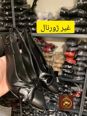 کفش صندل مجلسی زنانه پشت‌باز گل بزرگ