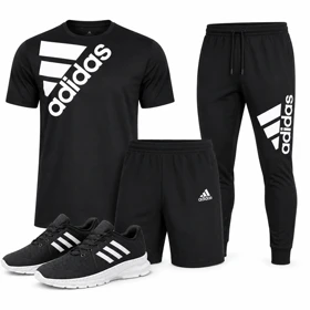 پکیج ست سه تیکه Adidas مردانه مدل Tenesi + کفش ورزشی مردانه مدل Alshen