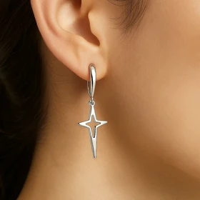 گوشواره زنانه ژوپینگ طرح ستاره سفید