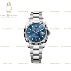 ساعت مچی رولکس سوئیسی سیلور صفحه سرمه ای طرحدار Rolex Datejust
