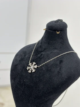 گردنبند نقره زنانه پلاک دانه برف 986