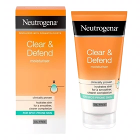 کرم مرطوب‌کننده صورت نوتروژینا مدل Clear & Defend مناسب انواع پوست حجم 50 میلی‌لیتر