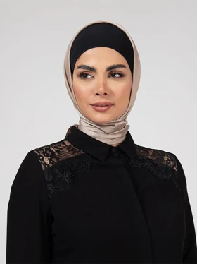 شومیز زنانه مجلسی کرپ حریر تور دار پشت‌باز یقه دراپه کلاسیک آنیکا