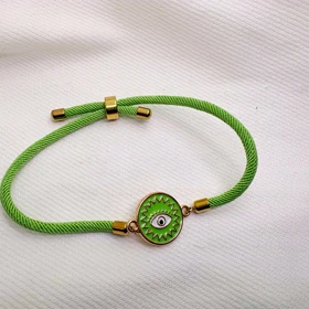 دستبند اسپرت طرح «چشم نظر سبز» (بند طنابی) | محافظت با تم بهاری