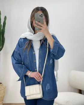 شومیز مانتویی جین کاغذی