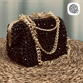 کیف مروارید بافی مشکی مجلسی