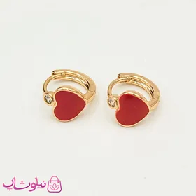 گوشواره حلقه‌ای ژوپینگ مدل قلب قرمز