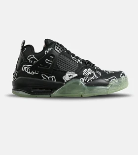 کفش کتانی ساق‌دار مردانه مشکی سبز Jordan 4 x Kaws