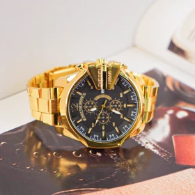 ساعت مچی DIESEL مردانه طلایی صفحه مشکی مدل U700