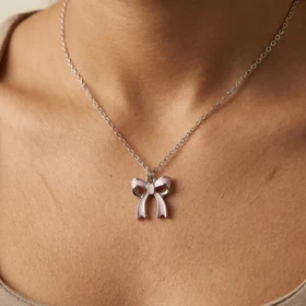 گردنبند فانتزی دخترانه استیل طرح روبان