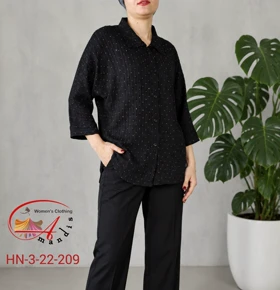 شومیز مشکی تمام نگین(HN-3-23-209)