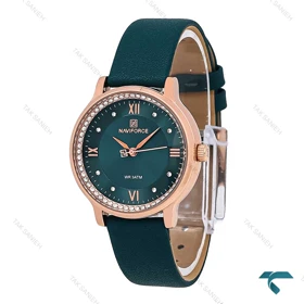 ساعت نیوی فورس NF5036 زنانه رزگلد بند چرم سبز NaviForce-6961-L