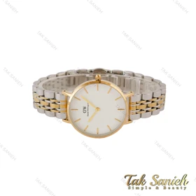ساعت DW زنانه دورنگ طلایی صفحه سفید متوسط DW-5279-L