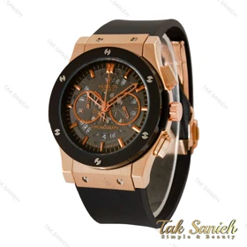 ساعت هابلوت مردانه سه موتوره رزگلد مشکی صفحه اسکلتون Hublot-4411-G