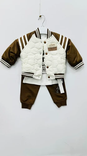 ست سه تیکه پسرانه کارترکیه طرح شش ضلعی ساده 11397