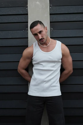 رکابی تنک تاپ ساده کوپ آیسان اسلامی سفید