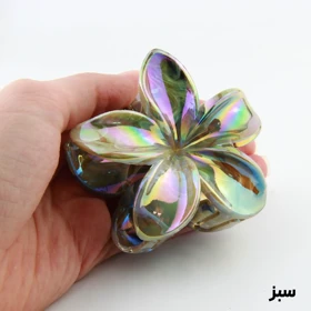 کلیپس دخترانه مدل پلومریا شبرنگی سایه روشن (سبز)