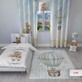 پرده پانچی اتاق کودک برند مینوریا کیدز طرح خرگوش کد p-185