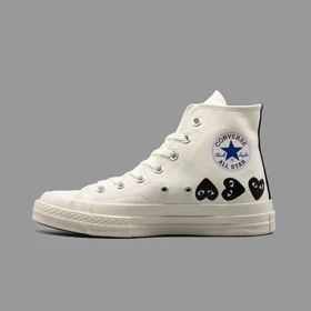 کانورس پلی مولتی هارت سفید مشکی ساق‌دار Converse Cdg Play Multi Heart White Black Hightop