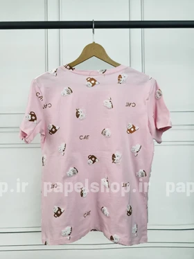 تیشرت یقه گرد طرح گربه