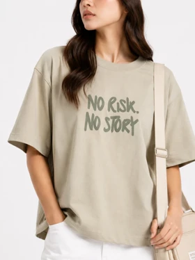 تیشرت باکسی - No Risk (سبز کم رنگ)