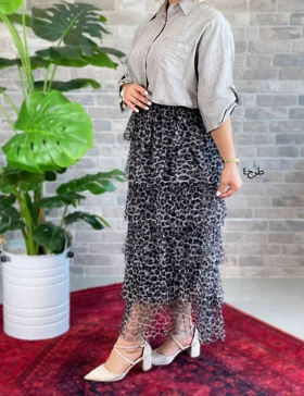 دامن حریر پلنگی کد : 4325