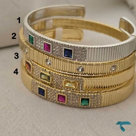 دستبند زنانه نگین‌دار طلایی ونقره ای Bracelet-8456-L