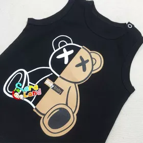 ست تاپ و شلوارک نوزاد طرح تدی مشکی