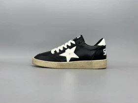 کتانی گلدن گوس بال استار چرم مشکی سفید سفید/Golden Goose Ball star