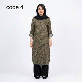 مانتو بلند ژاکارد طلا کوب مدل مینا علیدسا