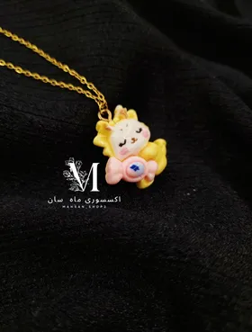 گردنبند سنجاب کوچولو زرد خوابالو با شکلات صورتی ارسال رایگان