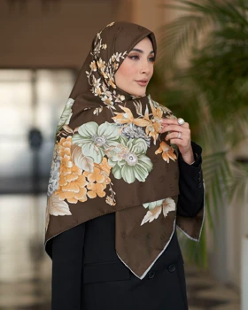 روسری ابریشم ژاکارد قواره 140 30208 (قهوه ای)