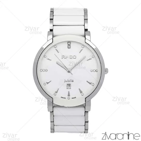 ساعت رادو مردانه سرامیکی نقره ای سفید ایندکس نگین‌دار 106342