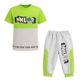 ست تیشرت آستین کوتاه و شلوارک راحتی پسرانه مدل PJ1394