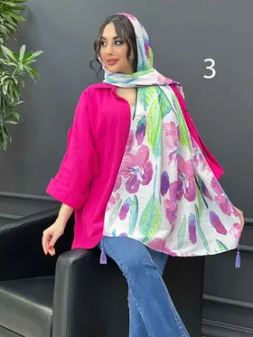 شال آبرنگی منگوله‌دار