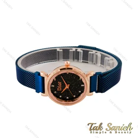 ساعت دیور زنانه بند حصیری سورمه ای رزگلد Dior-4462-L