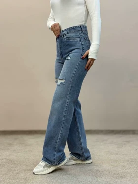 شلوار جین نیمبگ دریایی زاپ2180