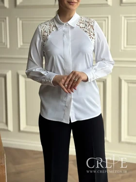 شومیز ساتن سرشانه گیپور