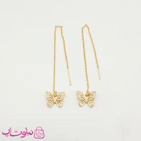 گوشواره بخیه ای YSX پروانه طلایی نگین‌دار